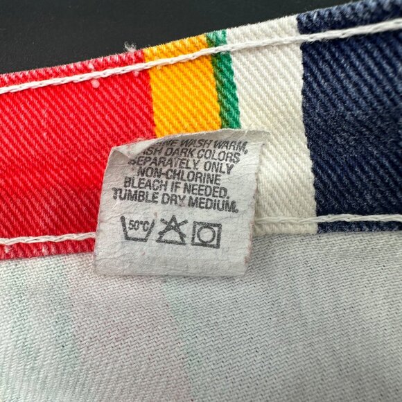 Vintage Striped Shorts Size 16 Denim 1990s Carriage Court Sport Fresh Prince - Picture 5 of 8